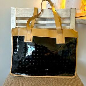 ARCADIA Black Patent Leather Tote